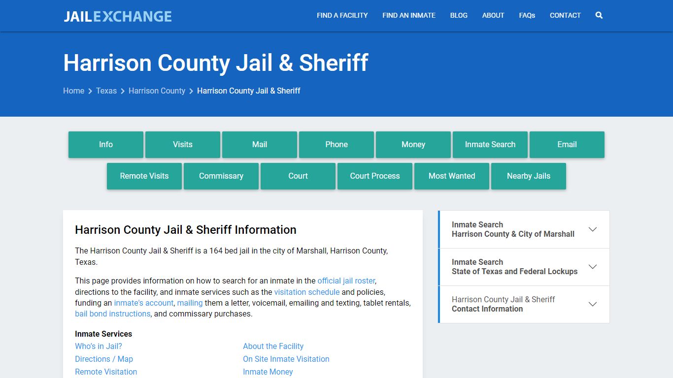 Harrison County Jail & Sheriff, TX Inmate Search, Information